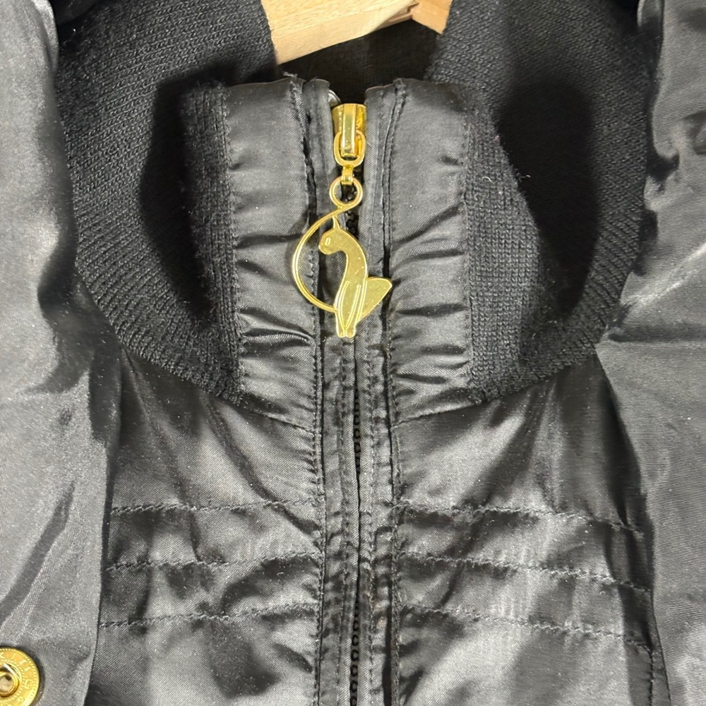 Vintage Baby Phat Y2K Black Satin Down Puffer Jacket Oversized Collar Medium - Picture 3 of 7
